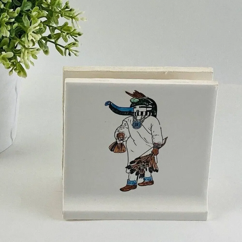Ceramic Kachina Recipe Card Note Greeting Holder Clip Desk Southwest Native Amer